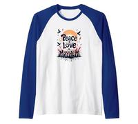 Peace Love Mayhem: Rebellious Harmony for Free Spirits Raglan Baseball Tee, Men, Royal Blue/White, L
