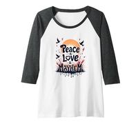 Peace Love Mayhem: Rebellious Harmony for Free Spirits Raglan Baseball Tee, Women, Dark Heather/White, XXL
