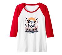 Peace Love Mayhem: Rebellious Harmony for Free Spirits Raglan Baseball Tee, Women, Red/White, L