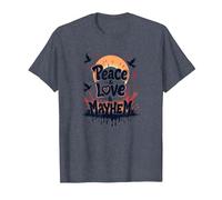 Peace Love Mayhem: Rebellious Harmony for Free Spirits T-Shirt, Men, Heather Blue, M