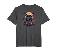 Peace Love Mayhem: Rebellious Harmony for Free Spirits T-Shirt, Men's Big and Tall, Dark Heather Grey, 4X Tall