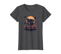 Peace Love Mayhem: Rebellious Harmony for Free Spirits T-Shirt, Women, Dark Heather Grey, S