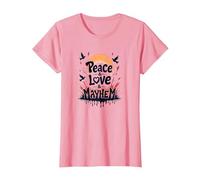 Peace Love Mayhem: Rebellious Harmony for Free Spirits T-Shirt, Women, Pink, XS