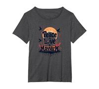 Peace Love Mayhem: Rebellious Harmony for Free Spirits T-Shirt, Women's Plus, Dark Heather Grey, 4X