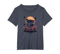 Peace Love Mayhem: Rebellious Harmony for Free Spirits T-Shirt, Women's Plus, Heather Blue, 5X
