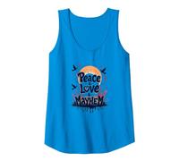 Peace Love Mayhem: Rebellious Harmony for Free Spirits Tank Top, Women, Sapphire, S
