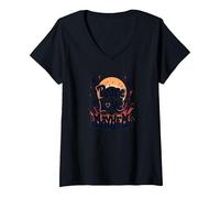 Peace Love Mayhem: Rebellious Harmony for Free Spirits V-Neck T-Shirt, Women, Black, S