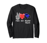 Peace Love Monster Trucks Peace Sign Heart Monster Truck Long Sleeve T-Shirt