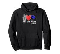 Peace Love Monster Trucks Peace Sign Heart Monster Truck Pullover Hoodie