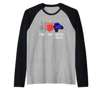 Peace Love Monster Trucks Peace Sign Heart Monster Truck Raglan Baseball Tee