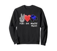 Peace Love Monster Trucks Peace Sign Heart Monster Truck Sweatshirt