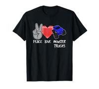 Peace Love Monster Trucks Peace Sign Heart Monster Truck T-Shirt