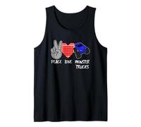 Peace Love Monster Trucks Peace Sign Heart Monster Truck Tank Top