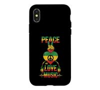 Peace Love Music Distressed Reggae Design with Rasta Icons Case for iPhone X/XS