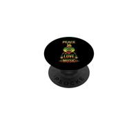 Peace Love Music Distressed Reggae Design with Rasta Icons PopSockets Adhesive PopGrip