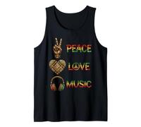 Peace Love Music Rasta Reggae Style Vintage Tank Top