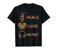 Peace Love Music Rasta Reggae Style Vintage Value Graphic T-Shirt