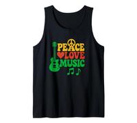 Peace Love Music Retro Hippie Vibes Guitar 60s 70s Style Tank Top