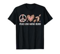 Peace Love Native Blood Cute Native American Woman T-Shirt