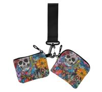 Peace Love Oil Painting Graffiti Romanticism Mysticism Women's Coin Pouches Card Holder Mini Fashion ID Card Holders Protector with Zipper Coin Pocket for Ladies 2 Pcs, Peace Love Oil Painting, Peace