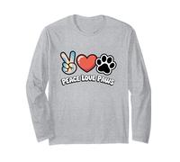 Peace Love Paws T-Shirt - Retro Dog Lover Long Sleeve T-Shirt