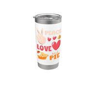 Peace Love Pie Funny Thanksgiving Day Heart Pilgrim Turkey Stainless Steel Insulated Tumbler