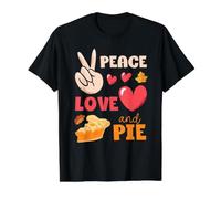 Peace Love Pie Funny Thanksgiving Day Heart Pilgrim Turkey Value Graphic T-Shirt, Men, Black, XL