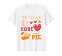 Peace Love Pie Funny Thanksgiving Day Heart Pilgrim Turkey Value Graphic T-Shirt, Men, White, M