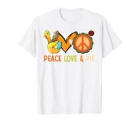 Peace Love Pie Thanksgiving Peace Sign Turkey Hand Hippie Value Graphic T-Shirt, Men, White, XL