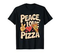 Peace Love Pizza Fun Retro Fast Food Lovers Meme Pizza Face Value Graphic T-Shirt