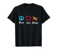 Peace Love Planes Aviation Enthusiast T-Shirt