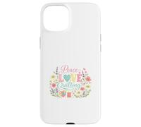 Peace Love Quilting Heart Patchwork Sewing Needle Thread Case for iPhone 15 Plus