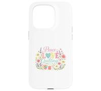 Peace Love Quilting Heart Patchwork Sewing Needle Thread Case for iPhone 15 Pro