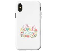 Peace Love Quilting Heart Patchwork Sewing Needle Thread Case for iPhone X/XS