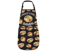 Peace Love Ramen Apron Ramen Noodle Lover Gift Japan Asian Food Chef Cooking Kitchen Apron (PEACE LOVE RAMEN 3)