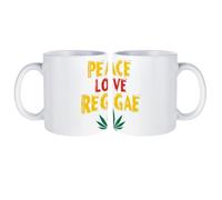 Peace Love Reggae White Ceramic Coffee Mug with Handle