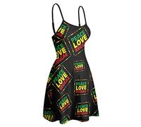 Peace Love Reggae Women Sling Dress Sleeveless Spaghetti Strap Dresses Mini Beach Workout