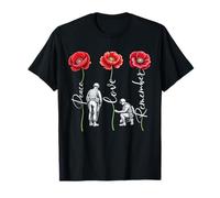 Peace Love Remember Red Poppy Flower Soldier Veteran Day T-Shirt