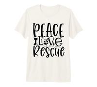Peace Love Rescue Paw Print Statement for Dog Lovers Premium T-Shirt