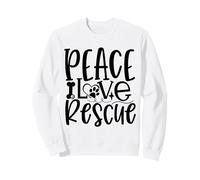 Peace Love Rescue Paw Print Statement for Dog Lovers Sweatshirt