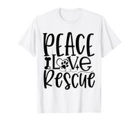 Peace Love Rescue Paw Print Statement for Dog Lovers T-Shirt