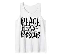 Peace Love Rescue Paw Print Statement for Dog Lovers Tank Top