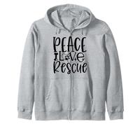 Peace Love Rescue Paw Print Statement for Dog Lovers Zip Hoodie
