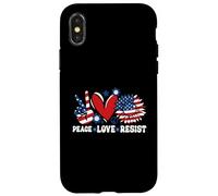 Peace Love Resist American Flag Political Protest Case for iPhone X/XS