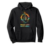 Peace Love Rock and Roll Retro Guitar Hippie Vintage Pullover Hoodie