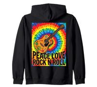 Peace Love Rock N Roll Hippie Guitar Retro Music 70s Tie Dye Zip Hoodie