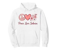 Peace Love Sakura Cherry Blossom Floral Pullover Hoodie