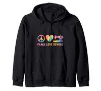 Peace Love Sewing Funny Sewer Quilting Zip Hoodie