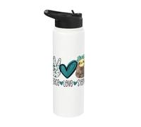 Peace Love Sloths Funny Sloth Gift Hippie Peace Stainless Steel Insulated Water Bottle