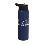 Peace Love Squirrels Proud Men Women Squirrel Stainless Steel Insulated Water Bottle